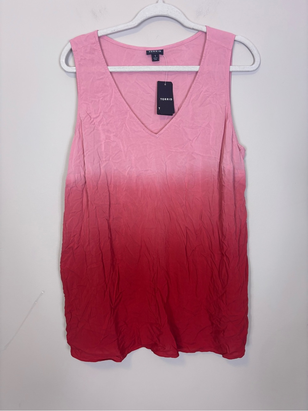 New Torrid Light to Dark Pink Ombre V-Neck Sleeveless Tank Top 1X